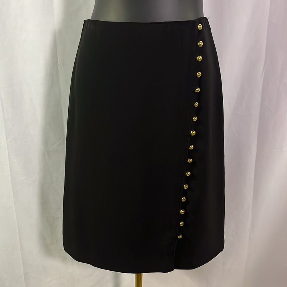 Talbots Black Gold Side Button A-Line Midi Skirt